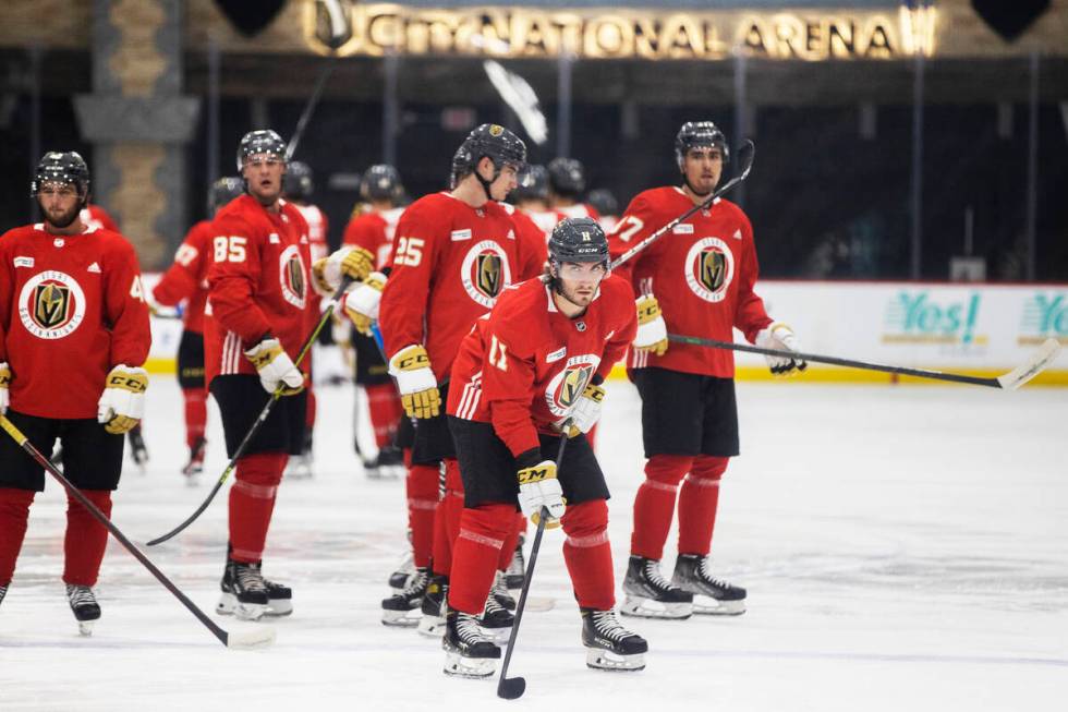 Golden Knights Ivan Morozov (11) takes part in development camp at City National Arena on Monda ...