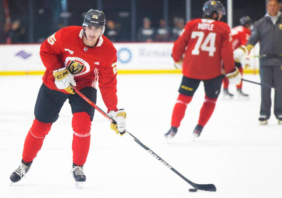 Golden Knights Matyas Sapovaliv (25) takes part in development camp at City National Arena on M ...