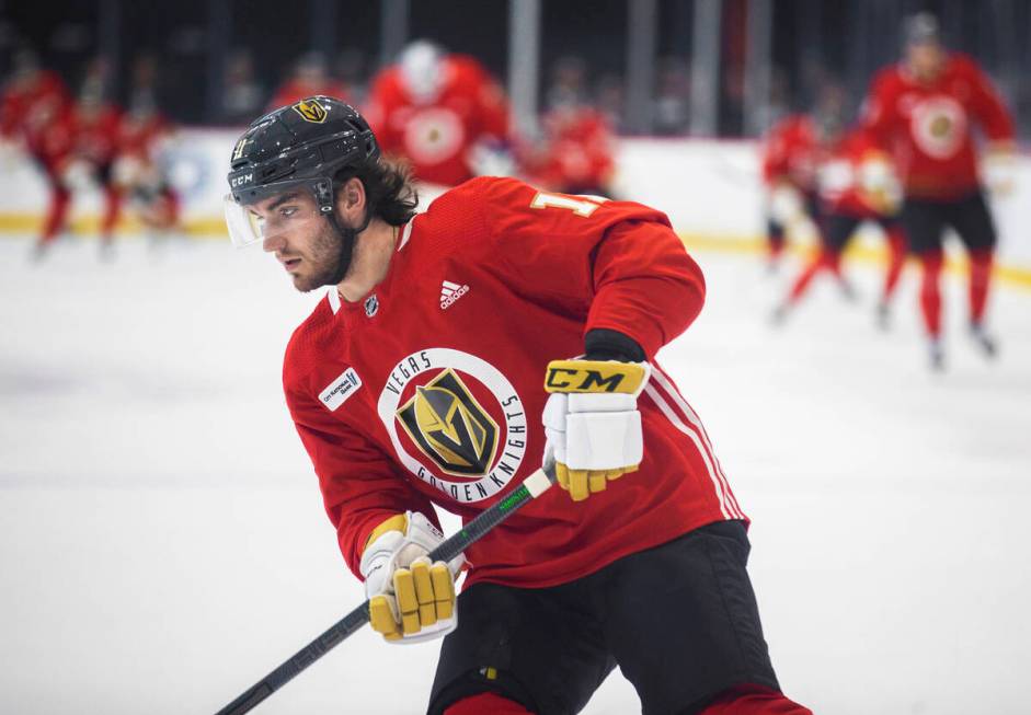 Golden Knights Ivan Morozov (11) takes part in development camp at City National Arena on Monda ...