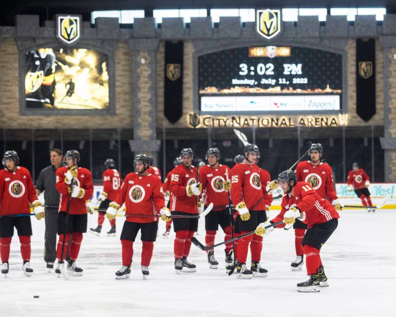 Golden Knights Ivan Morozov (11) takes part in development camp at City National Arena on Monda ...