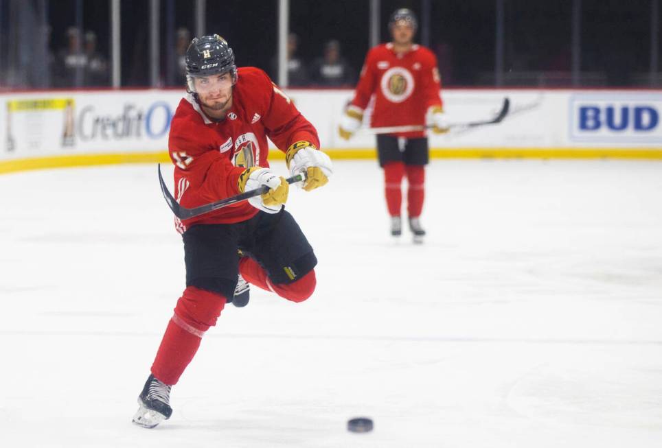 Golden Knights Ivan Morozov (11) takes part in development camp at City National Arena on Monda ...