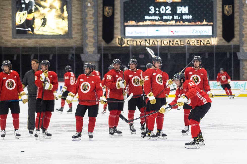 Golden Knights Ivan Morozov (11) takes part in development camp at City National Arena on Monda ...