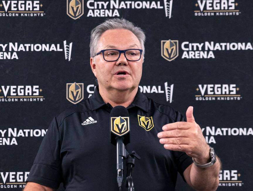 Golden Knights General manager Kelly McCrimmon speaks about the firing of head coach Pete DeBoe ...