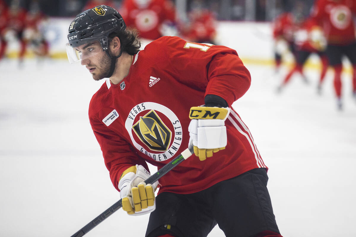 Golden Knights Ivan Morozov (11) takes part in development camp at City National Arena on Monda ...