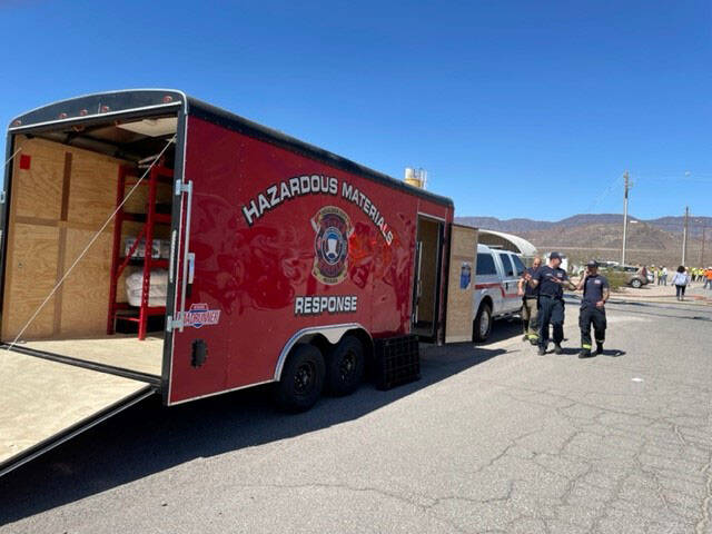 A HAZMAT squad responds to an explosion Monday, July 11, 2022, at the Armorock Polymer Concrete ...