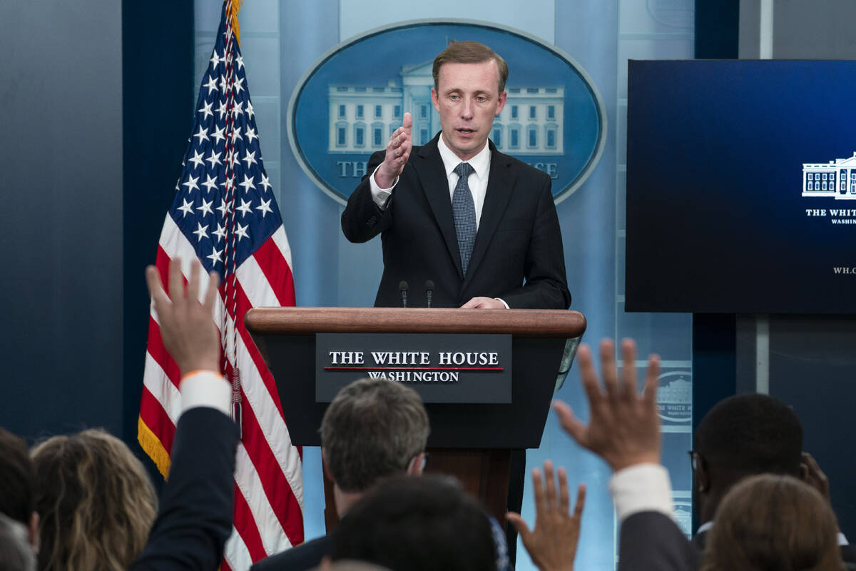 White House national security adviser Jake Sullivan speaks during a press briefing at the White ...