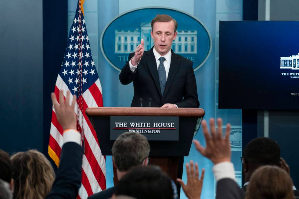 White House national security adviser Jake Sullivan speaks during a press briefing at the White ...