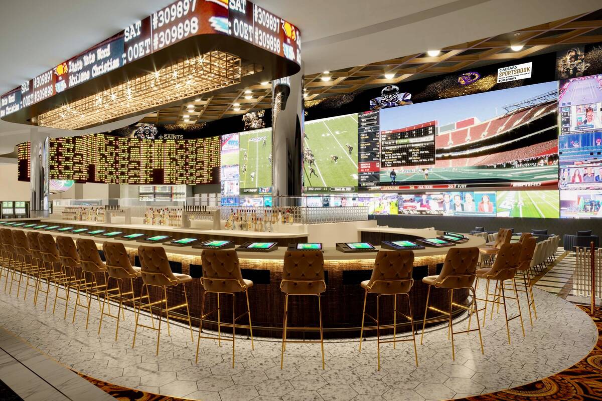 A rendering of the new sportsbook coming this fall to Harrah's New Orleans, which will become C ...