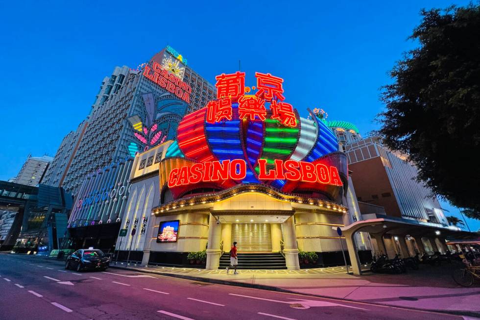 Casino Lisboa is closed in Macao, Monday, July 11, 2022. Streets in the gambling center of Maca ...