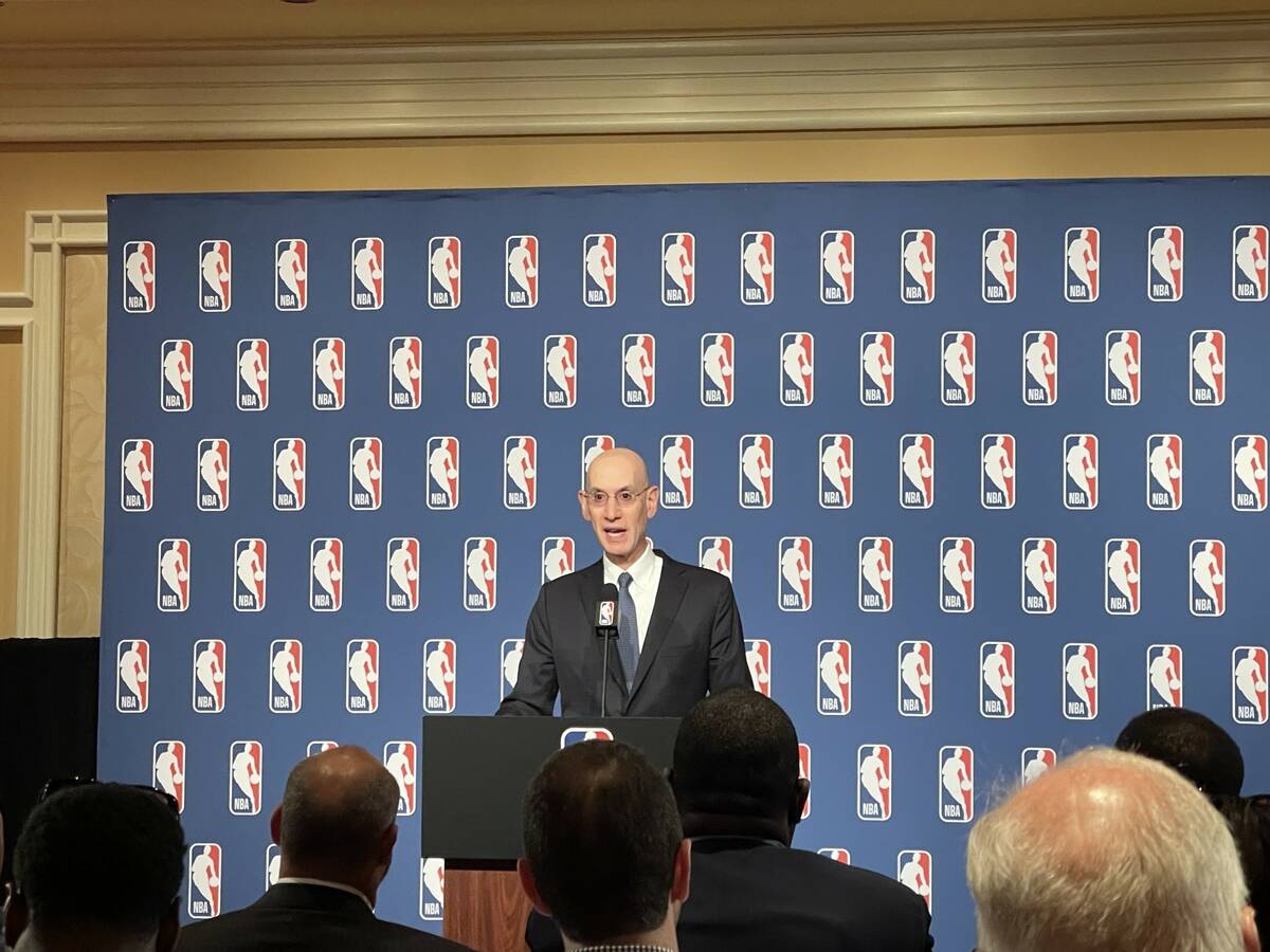 NBA Commissioner Adam Silver address media during his Board of Governors news conference Tuesda ...