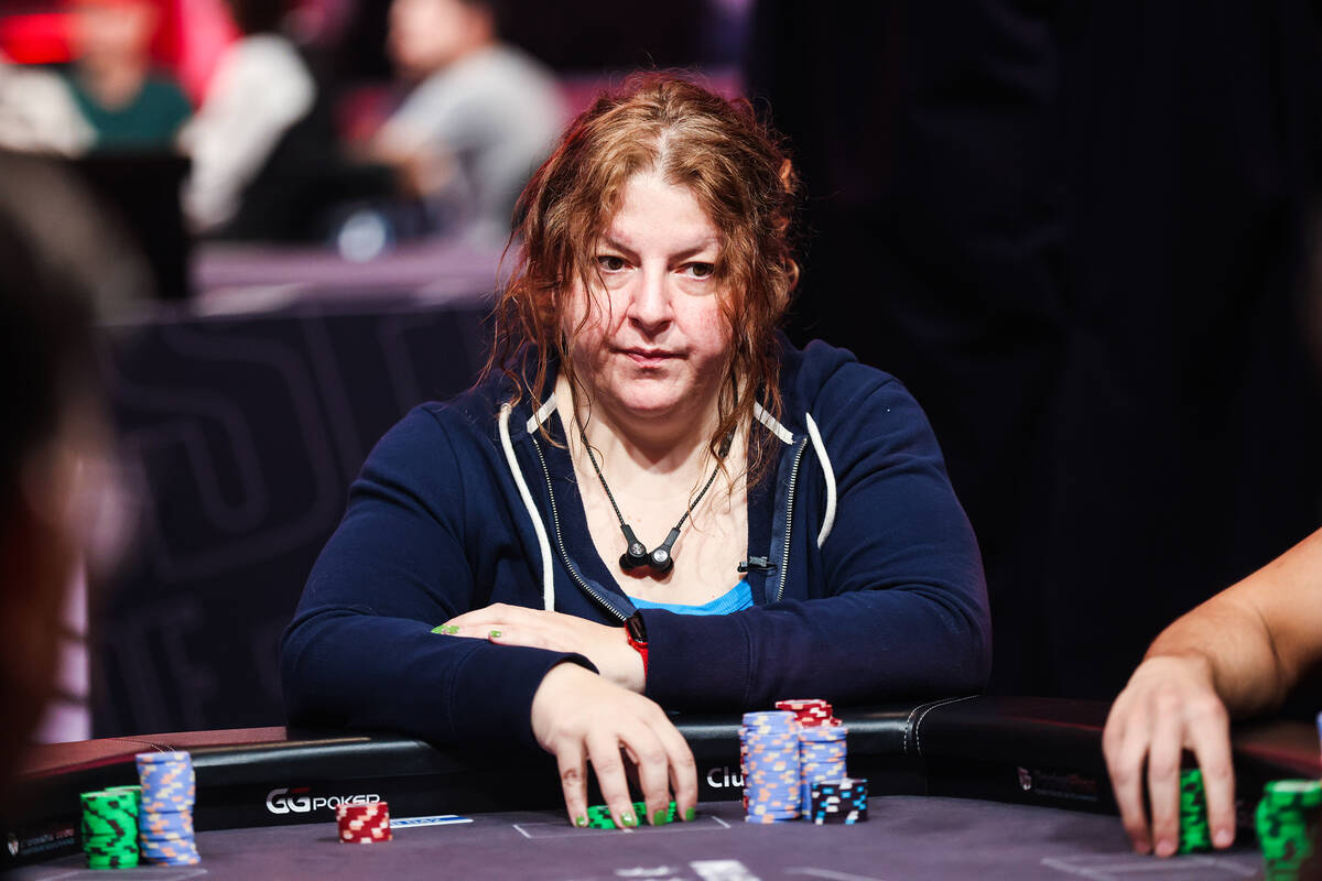 Efthymia Litsou plays during day six of the World Series of Poker Main Event, the $10,000 buy-i ...