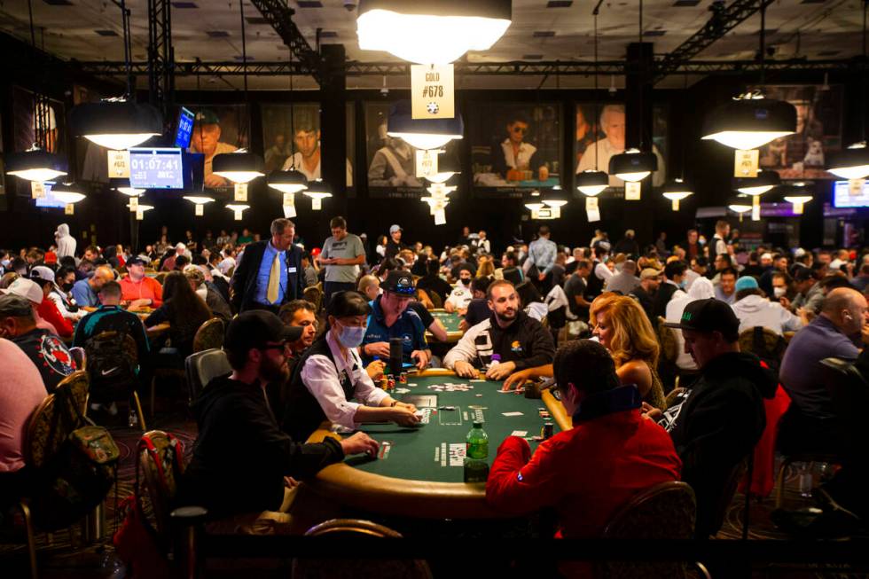 Participants compete during the World Series of Poker Main Event, the $10,000 buy-in No-limit H ...