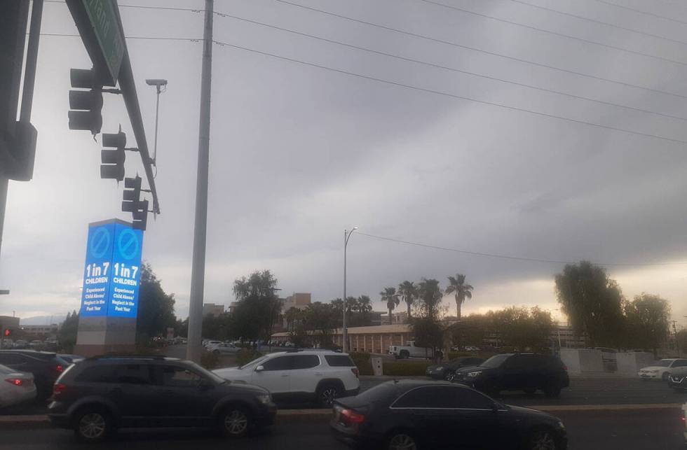 Clouds gather over eastern Las Vegas near Desert Inn Road and Eastern Avenue on Thursday, July ...