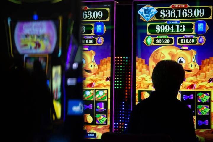 Sheila Mullenax, of Little Rock, Arkansas, plays the slot machines at Circa on Thursday, May 19 ...