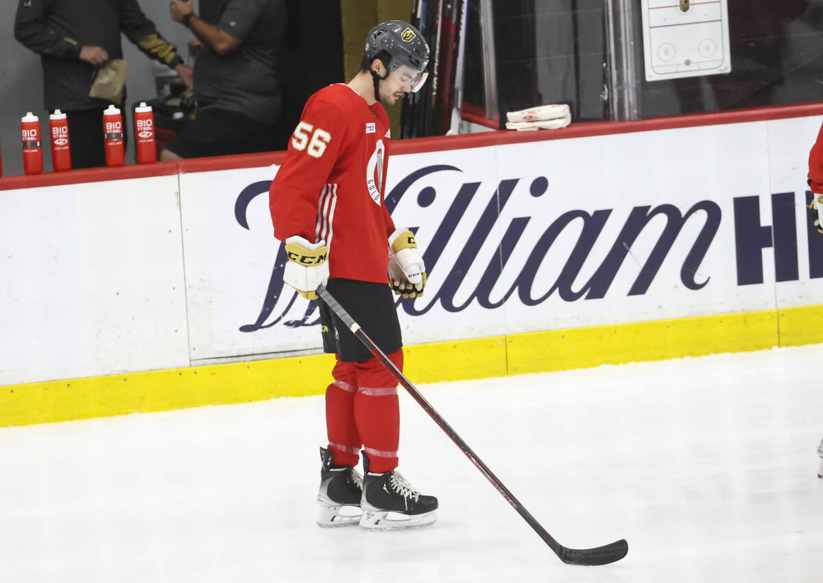 Golden Knights defenseman Artur Cholach looks on development camp at City National Arena on Tue ...