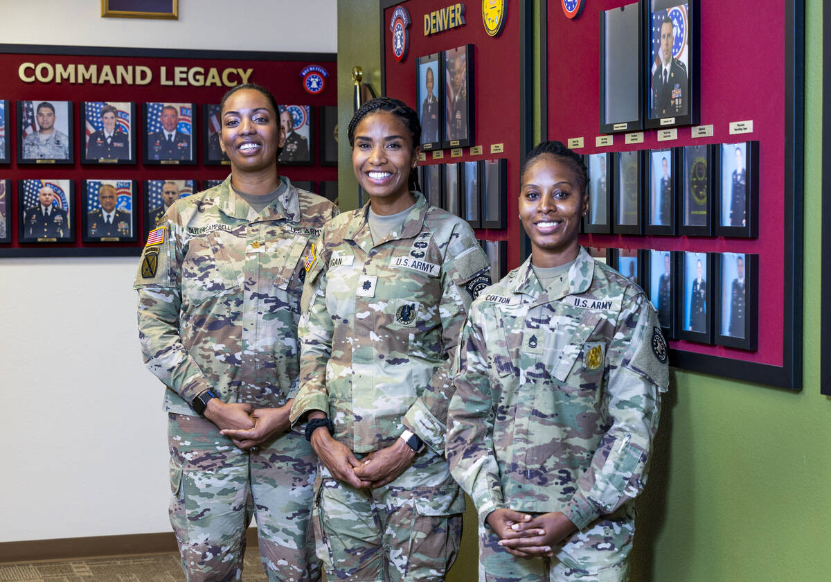 (From left) Maj. Martina Taylor-Campbell, Lt. Col. Kourtney Logan and Sgt. 1st Class Danita Cot ...