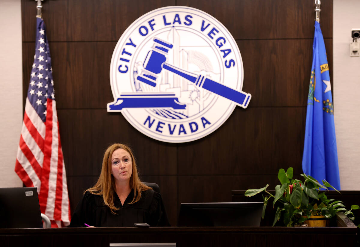 Alternate Judge Shannon Nordstrom presides during traffic court at Las Vegas Municipal Court in ...