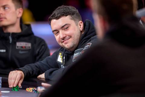 Player Asher Conniff listens to some conversation during final table play at the WSOP Main Even ...
