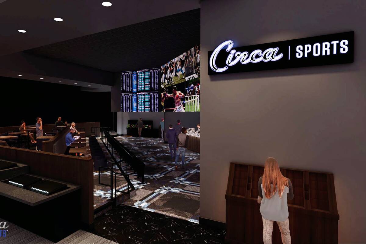 A rendering of the Circa Sports sportsbook set to open at Legends Bay casino in Sparks. (Circa ...