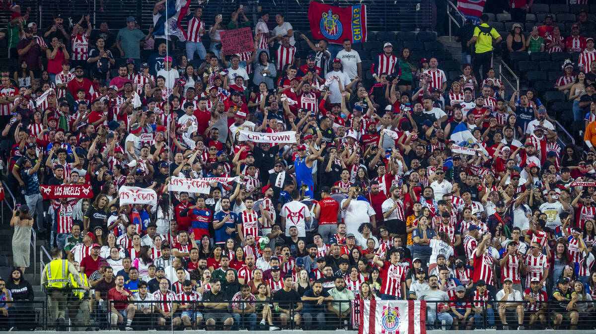Chivas Guadalajara fans celebrate their players versus Juventus during the first half of their ...