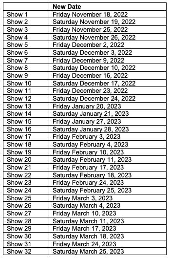 The full list of Adele dates at the Colosseum at Caesars Palace. (BTRPR)