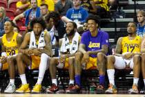 Lons Angeles Lakers' Shareef O'Neal (46), second from right, reacts after a play during a NBA S ...