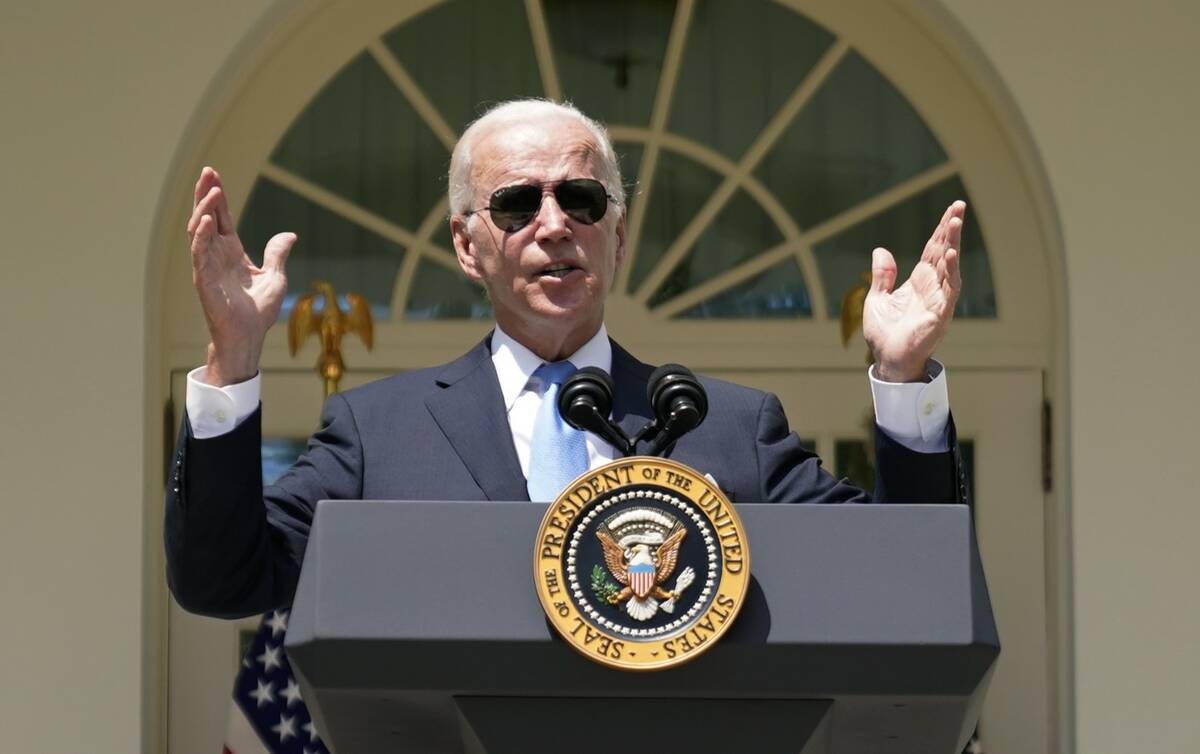President Joe Biden speaks in the Rose Garden of the White House in Washington, Wednesday, July ...