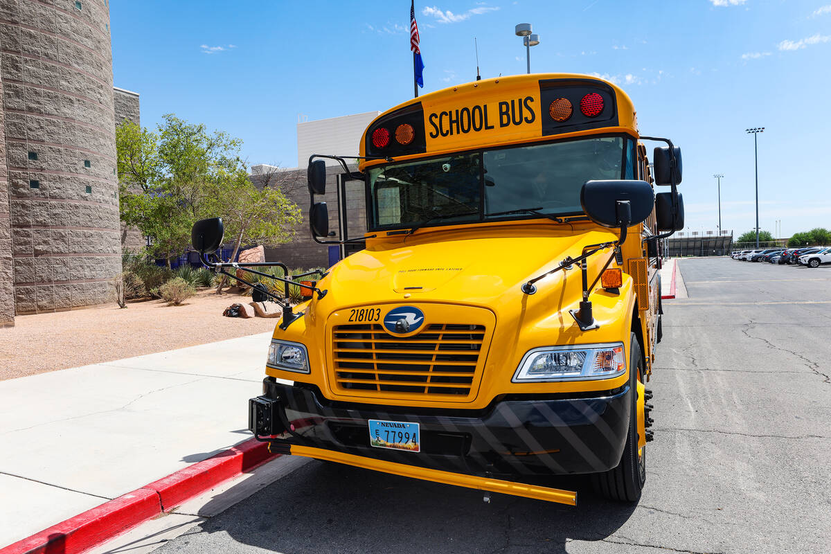 A school bus outfitted with five cameras on the exterior and four on the interior to allow for ...
