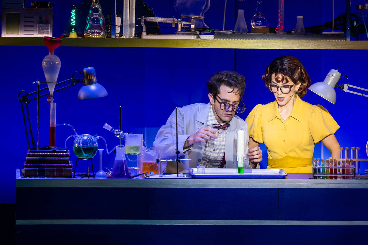 Dan De Luca and Elena Ricardo are shown in a scene from "The Nutty Professor" at Ogunquit Playh ...