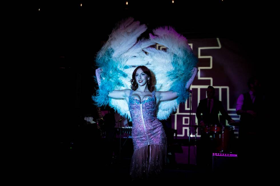 LAS VEGAS 07/13/2021 - Performer Miss Isabelle Marie during Babes and Blues burlesque show insi ...