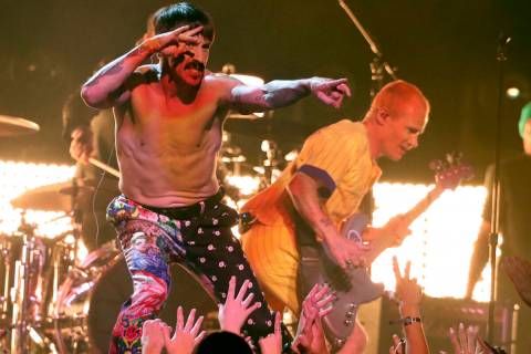 FILE - Anthony Kiedis, of Red Hot Chili Peppers, performs a medley at the 61st annual Grammy Aw ...