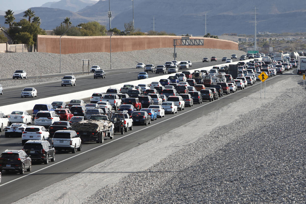 Heavy traffic is seen on the 215 Beltway near Sahara Avenue in January 2022, in Las Vegas. (Chi ...