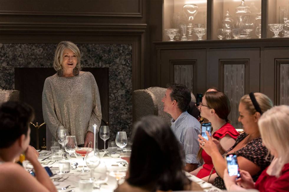 Martha Stewart addresses her guests during a media roundtable lunch ahead of opening night of h ...