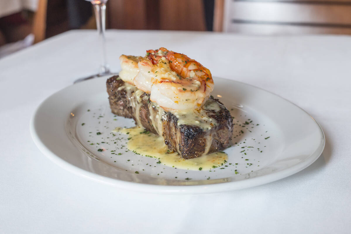 New York strip steak and garlic shrimp scampi from Ocean Prime, the $20 million steak and seafo ...