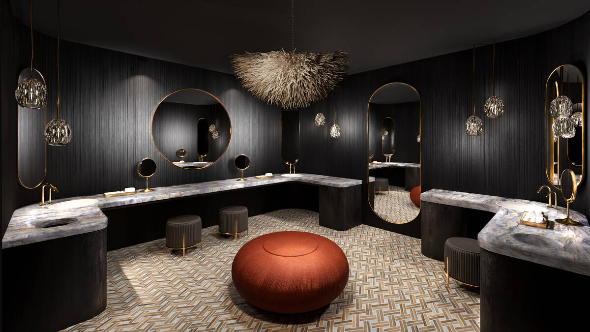 A rendering of a public bathroom at Ocean Prime, the $20 million steak and seafood restaurant t ...
