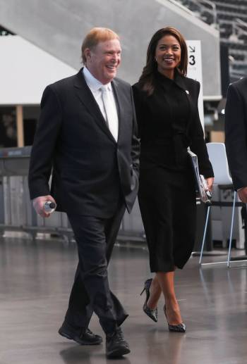 Sandra Douglass Morgan, shown here with Raiders owner Mark Davis, is the first female team pres ...