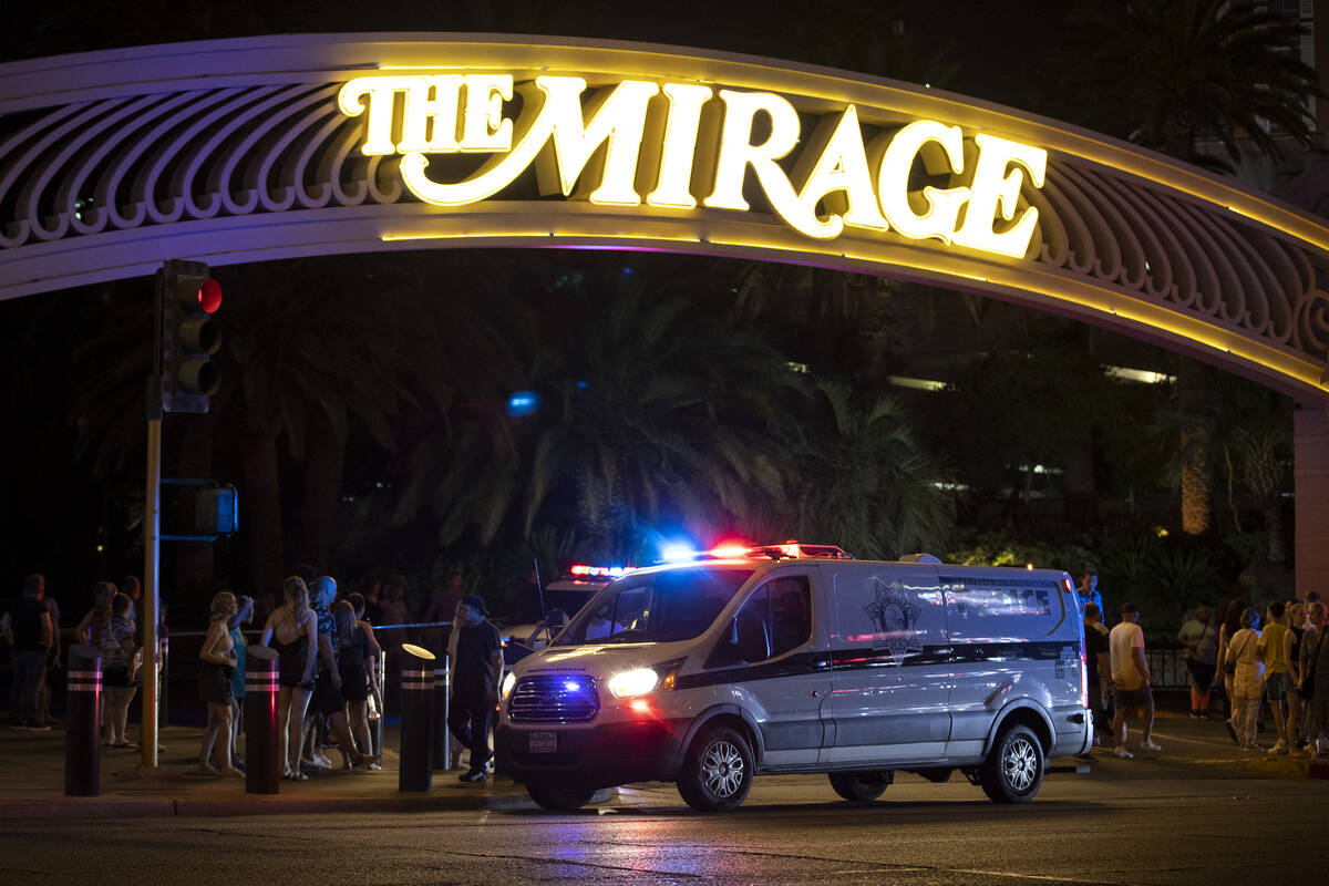 Metropolitan police are stationed outside The Mirage after reports of a lockdown in the hotel-c ...