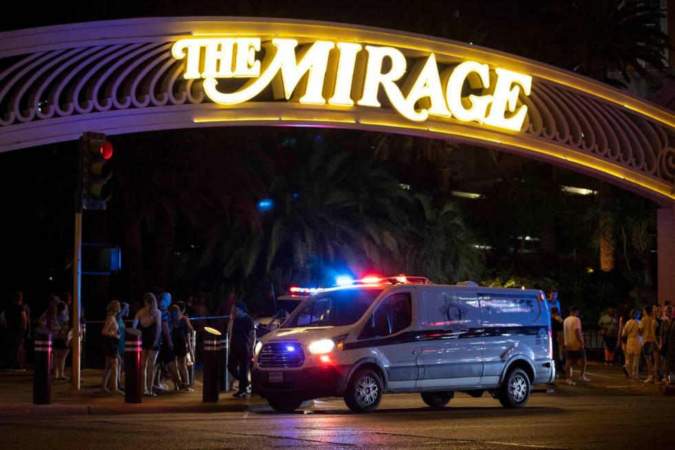 Las Vegas police are stationed outside The Mirage after reports of a lockdown in the hotel-casi ...