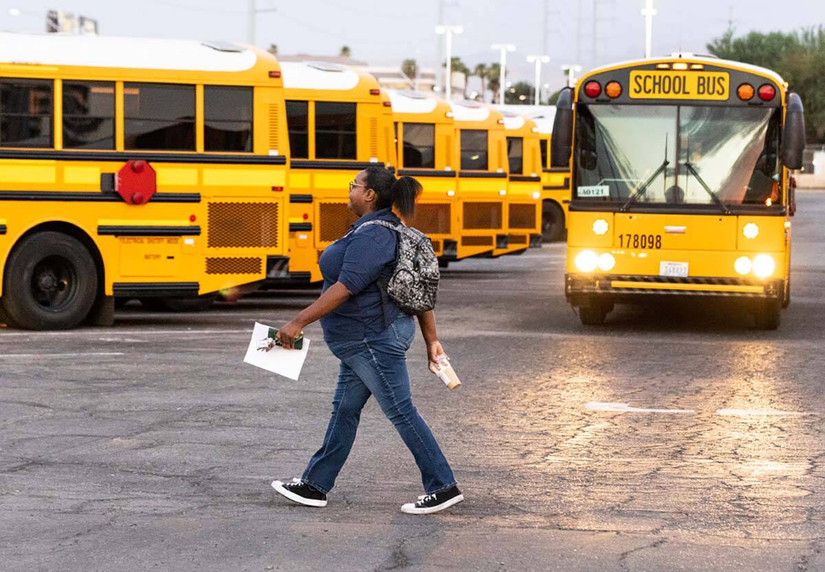 Fannie Carter, a school bus driver, arrives at the Arville Transportation Yard to start her rou ...