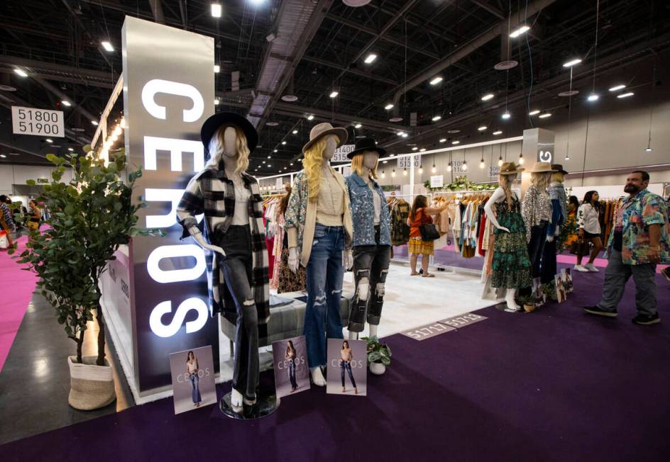A display by Ceros is seen during the MAGIC Las Vegas fashion trade show on Monday, Aug. 8, 202 ...