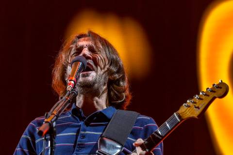Lead guitar John Frusciante performs with The Red Hot Chili Peppers at Allegiant Stadium on Sat ...