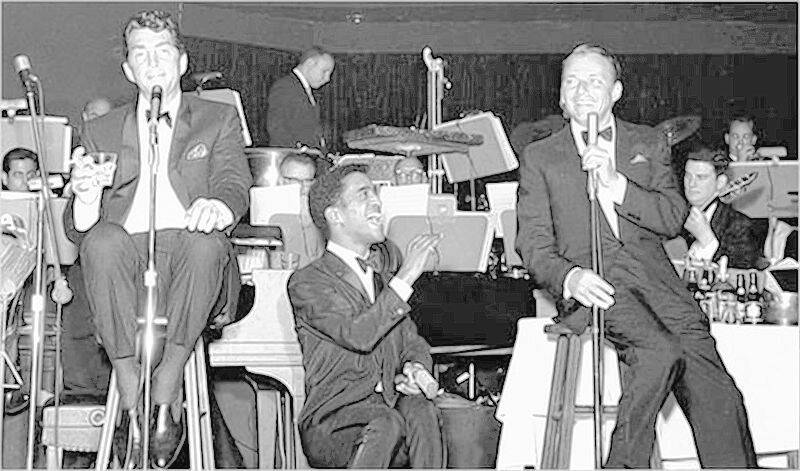 Dean Martin, Sammy Davis Jr. and Frank Sinatra perform at the Copa Room in this undated picture ...
