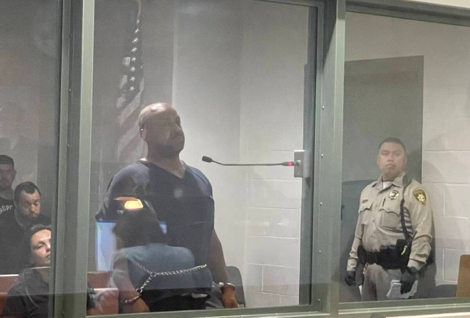 Billy Hemsley appears for an initial arraignment in Las Vegas Justice Court on Saturday, Aug. 6 ...