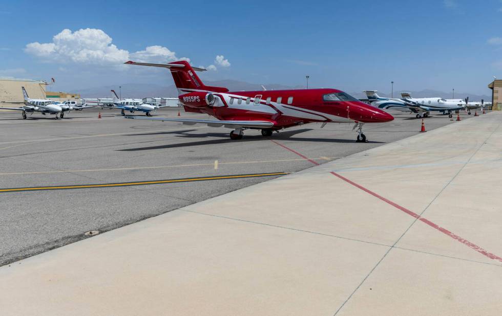 Planes parked at the North Las Vegas Airport as the FAA has issued a safety advisory for pilots ...