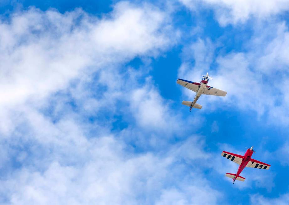 Planes circle around before coming in for a landing at the North Las Vegas Airport as the FAA h ...