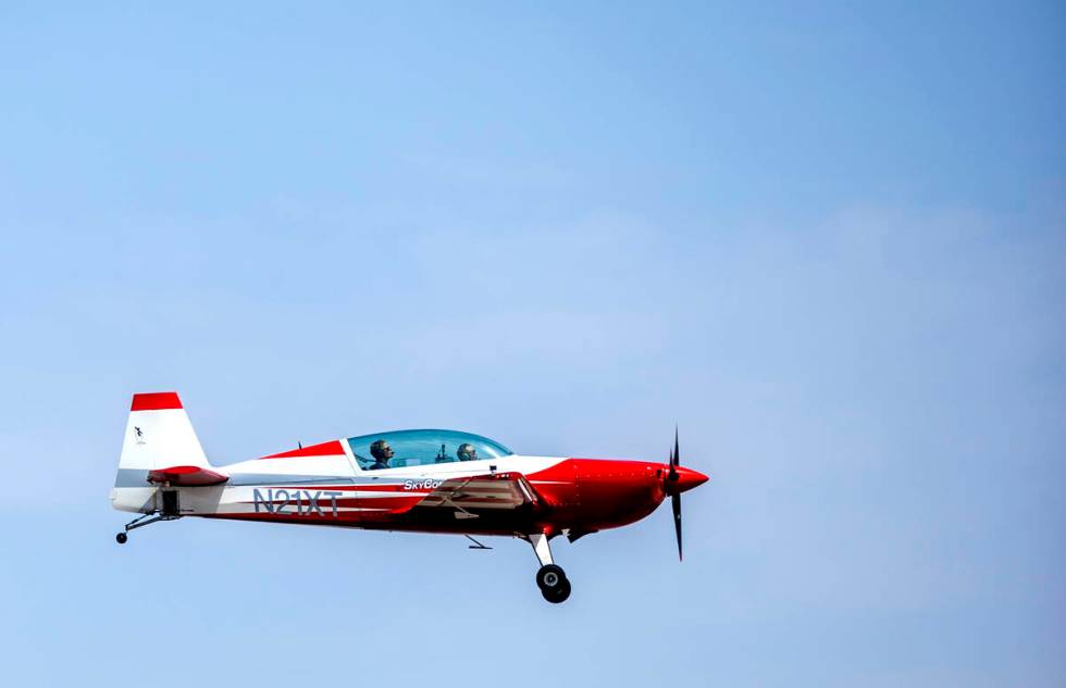 A plane comes in for a landing at the North Las Vegas Airport as the FAA has issued a safety ad ...