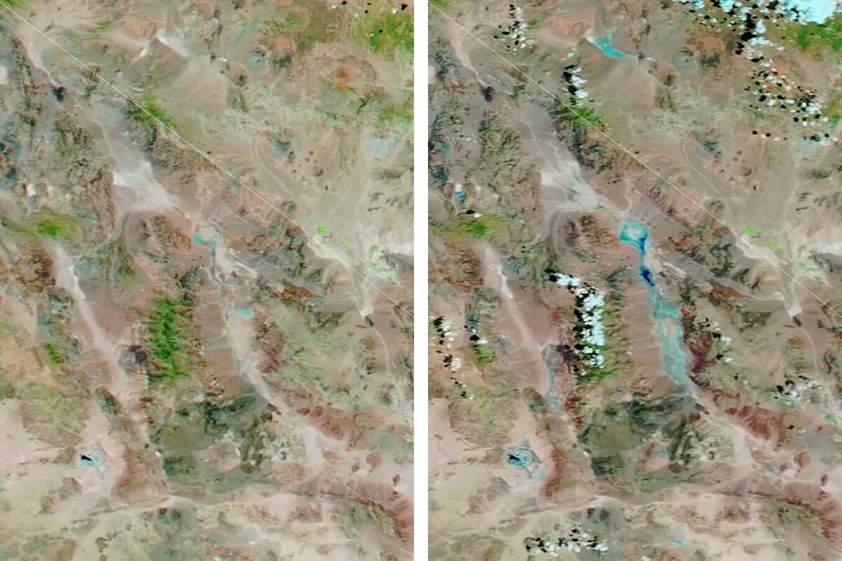 Furnace Creek in Death Valley, the driest place in North America, as seen from space on July 11 ...