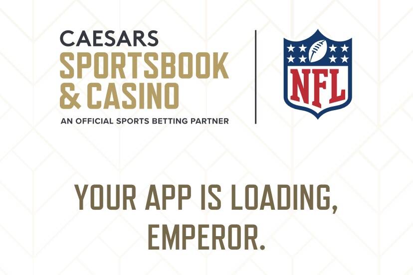 The start screen of the new Caesars Sportsbook app is seen in a screenshot. (Jim Barnes/Las Veg ...