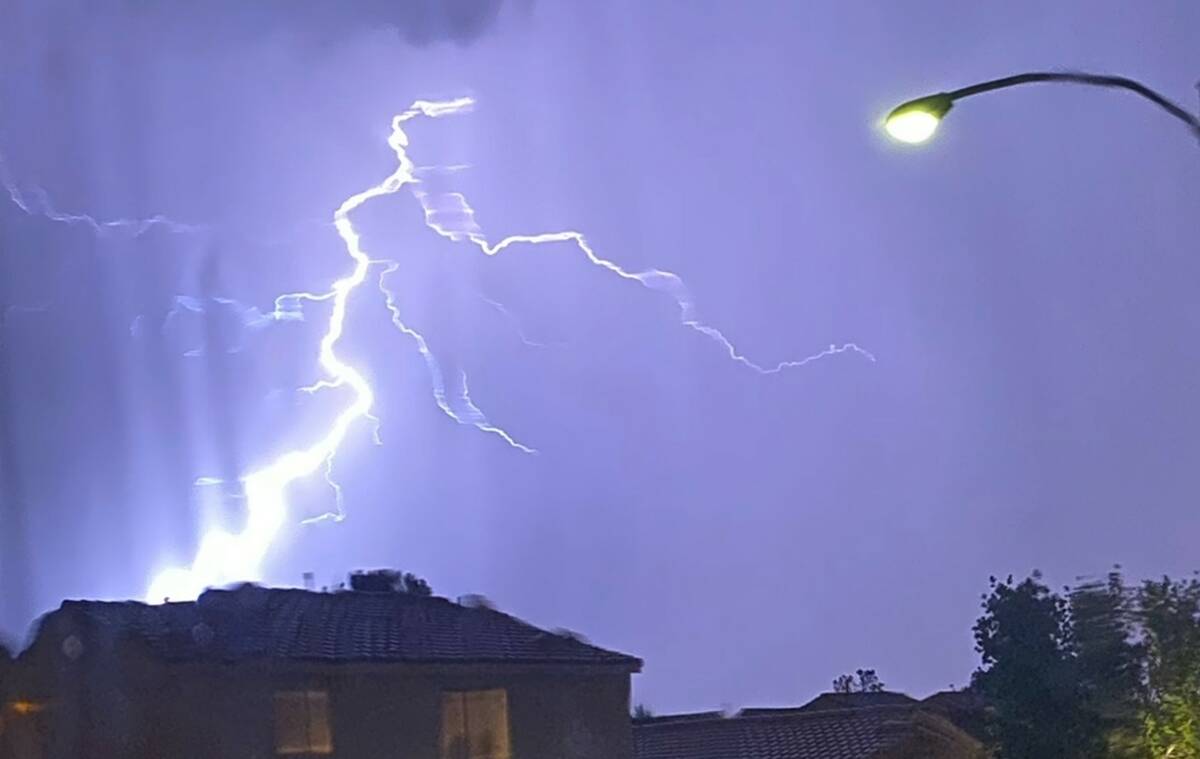Lightning is seen over Summerlin in Las Vegas on Thursday, Aug. 11, 2022. (Heidi Fang/Las Vegas ...
