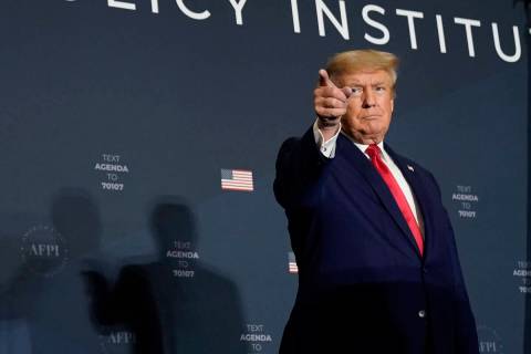 Former President Donald Trump speaks at an America First Policy Institute agenda summit at the ...